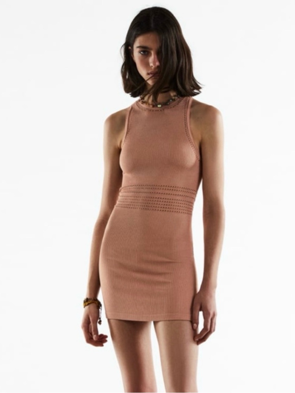 Zara Seamless Openwork Bodycon Mini Dress Sz M-L Going Out Party Club-Wear